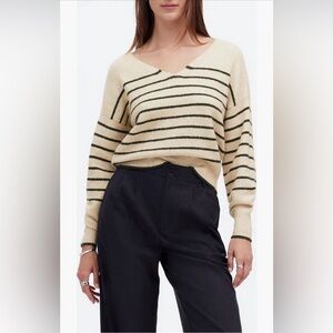 NWT Madewell V Neck Striped Sweater